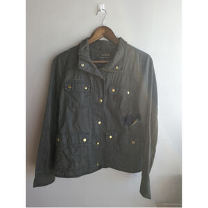 J.Crew Downtown Field Jacket Waxed Military Green Boyfriend Style Women S Safari